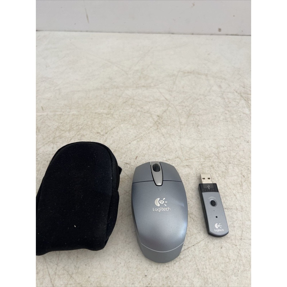 LOGITECH M-RAA93 Cordless Optical Mouse Blue USB Dongle Tested works Case R